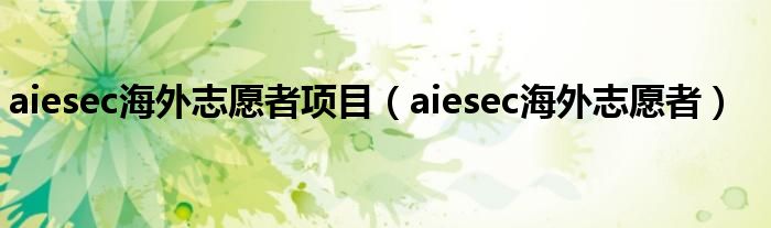  aiesec海外志愿者项目（aiesec海外志愿者）