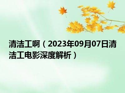 清洁工啊（2023年09月07日清洁工电影深度解析）