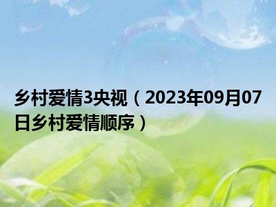 乡村爱情3央视（2023年09月07日乡村爱情顺序）