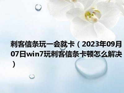 刺客信条玩一会就卡（2023年09月07日win7玩刺客信条卡顿怎么解决）