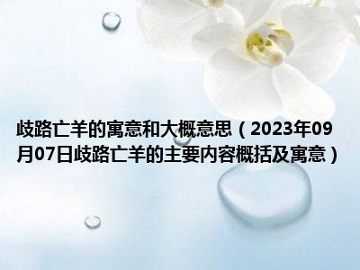 歧路亡羊的寓意和大概意思（2023年09月07日歧路亡羊的主要内容概括及寓意）