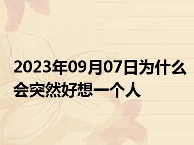 2023年09月07日为什么会突然好想一个人