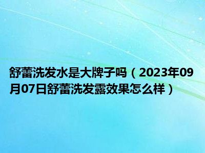 舒蕾洗发水是大牌子吗（2023年09月07日舒蕾洗发露效果怎么样）