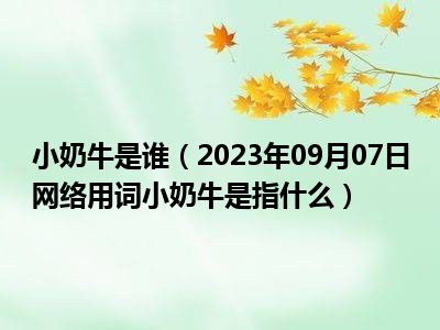 小奶牛是谁（2023年09月07日网络用词小奶牛是指什么）