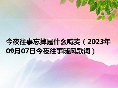 今夜往事忘掉是什么喊麦（2023年09月07日今夜往事随风歌词）