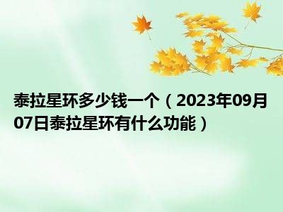 泰拉星环多少钱一个（2023年09月07日泰拉星环有什么功能）