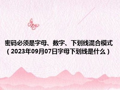 密码必须是字母、数字、下划线混合模式（2023年09月07日字母下划线是什么）