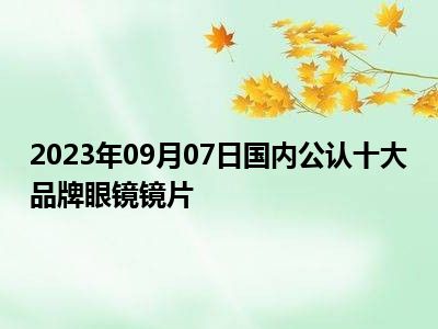 2023年09月07日国内公认十大品牌眼镜镜片