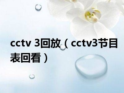 cctv 3回放（cctv3节目表回看）