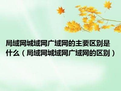 局域网城域网广域网的主要区别是什么（局域网城域网广域网的区别）