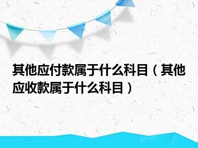 其他应付款属于什么科目（其他应收款属于什么科目）