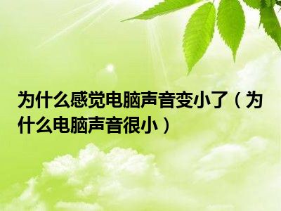 为什么感觉电脑声音变小了（为什么电脑声音很小）