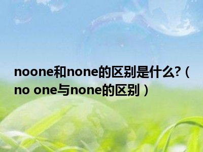 noone和none的区别是什么 （no one与none的区别）