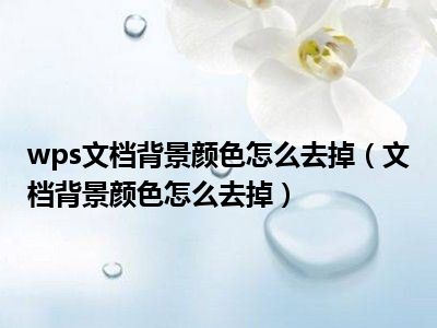 wps文档背景颜色怎么去掉（文档背景颜色怎么去掉）