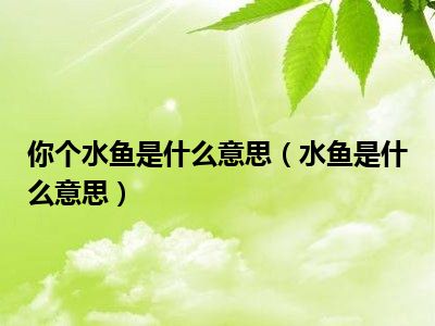 你个水鱼是什么意思（水鱼是什么意思）