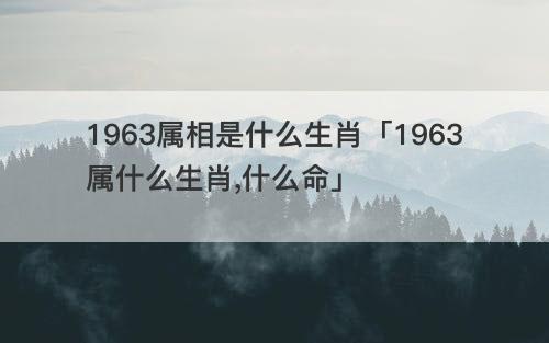 1963属相是什么生肖「1963属什么生肖,什么命」