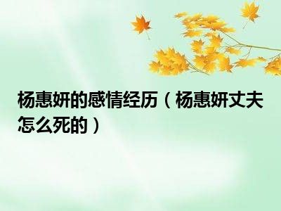 杨惠妍的感情经历（杨惠妍丈夫怎么死的）