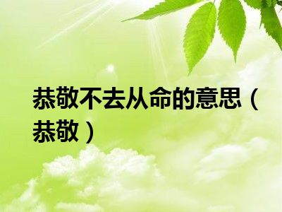 恭敬不去从命的意思（恭敬）