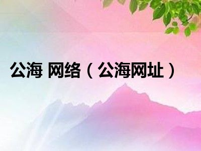 公海 网络（公海网址）