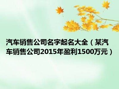 汽车销售公司名字起名大全（某汽车销售公司2015年盈利1500万元）