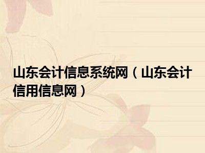 山东会计信息系统网（山东会计信用信息网）