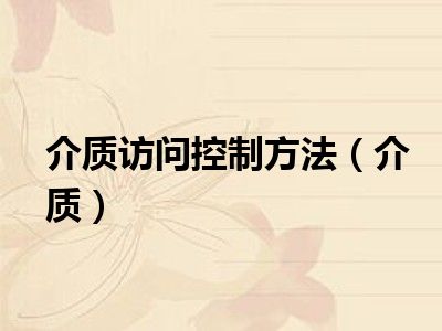 介质访问控制方法（介质）