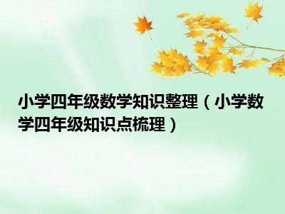 小学四年级数学知识整理（小学数学四年级知识点梳理）