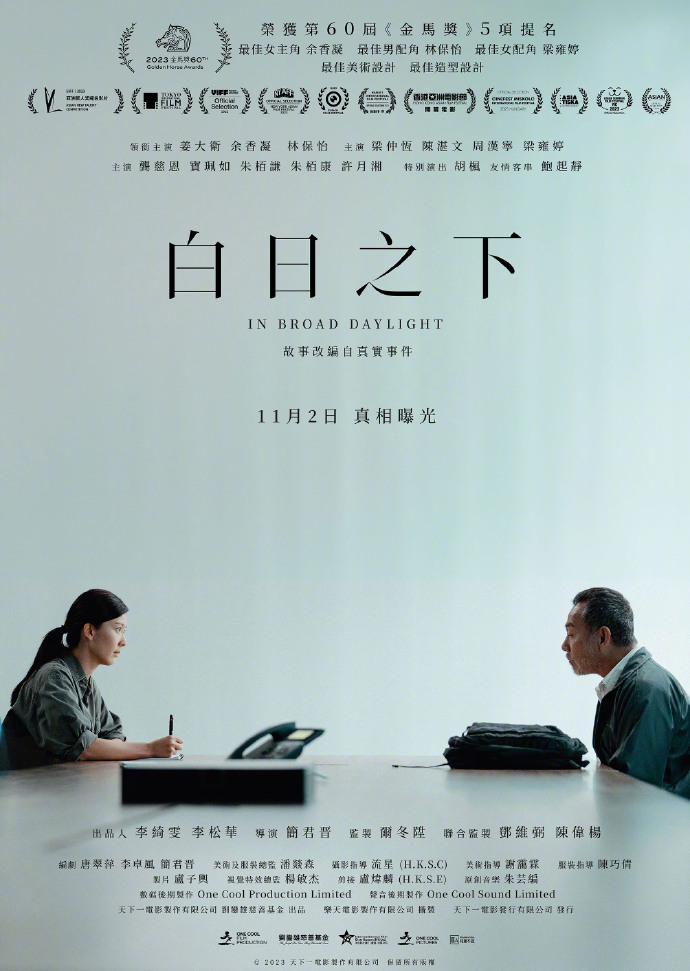 第42届香港电影金像奖公布提名名单 《白日之下》获16项提名领跑