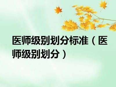 医师级别划分标准（医师级别划分）