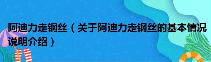 阿迪力走钢丝