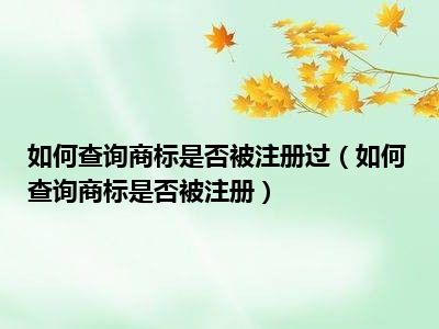 如何查询商标是否被注册过