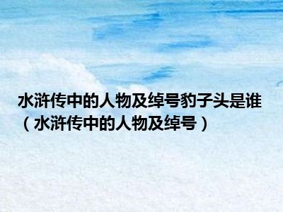 水浒传中的人物及绰号豹子头是谁