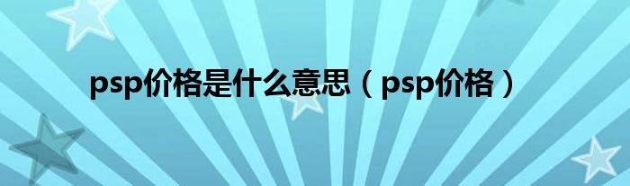  psp价格是什么意思