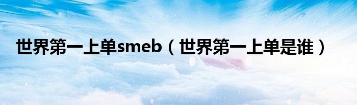  世界第一上单smeb