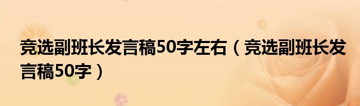  竞选副班长发言稿50字左右