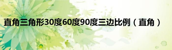  直角三角形30度60度90度三边比例