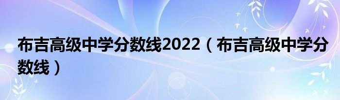  布吉高级中学分数线2022