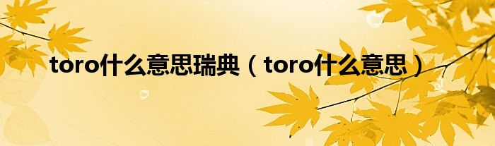  toro什么意思瑞典