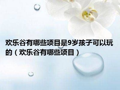 欢乐谷有哪些项目是9岁孩子可以玩的