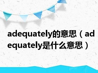 adequately的意思