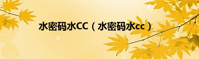  水密码水CC