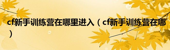  cf新手训练营在哪里进入