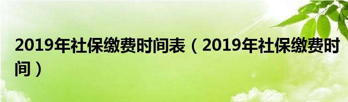  2019年社保缴费时间表