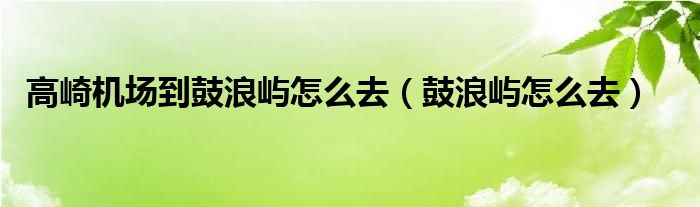  高崎机场到鼓浪屿怎么去