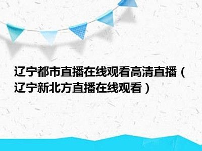 辽宁都市直播在线观看高清直播