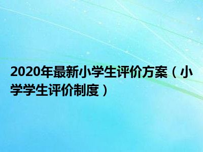 2020年最新小学生评价方案