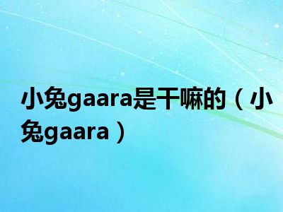 小兔gaara是干嘛的