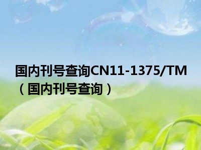 国内刊号查询CN11-1375/TM