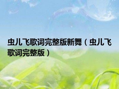 虫儿飞歌词完整版新舞