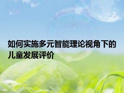 如何实施多元智能理论视角下的儿童发展评价